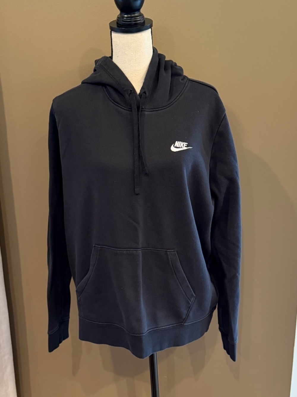Nike Black Pull Over Hoodie Sweatshirt, Front Pocket, Size XL